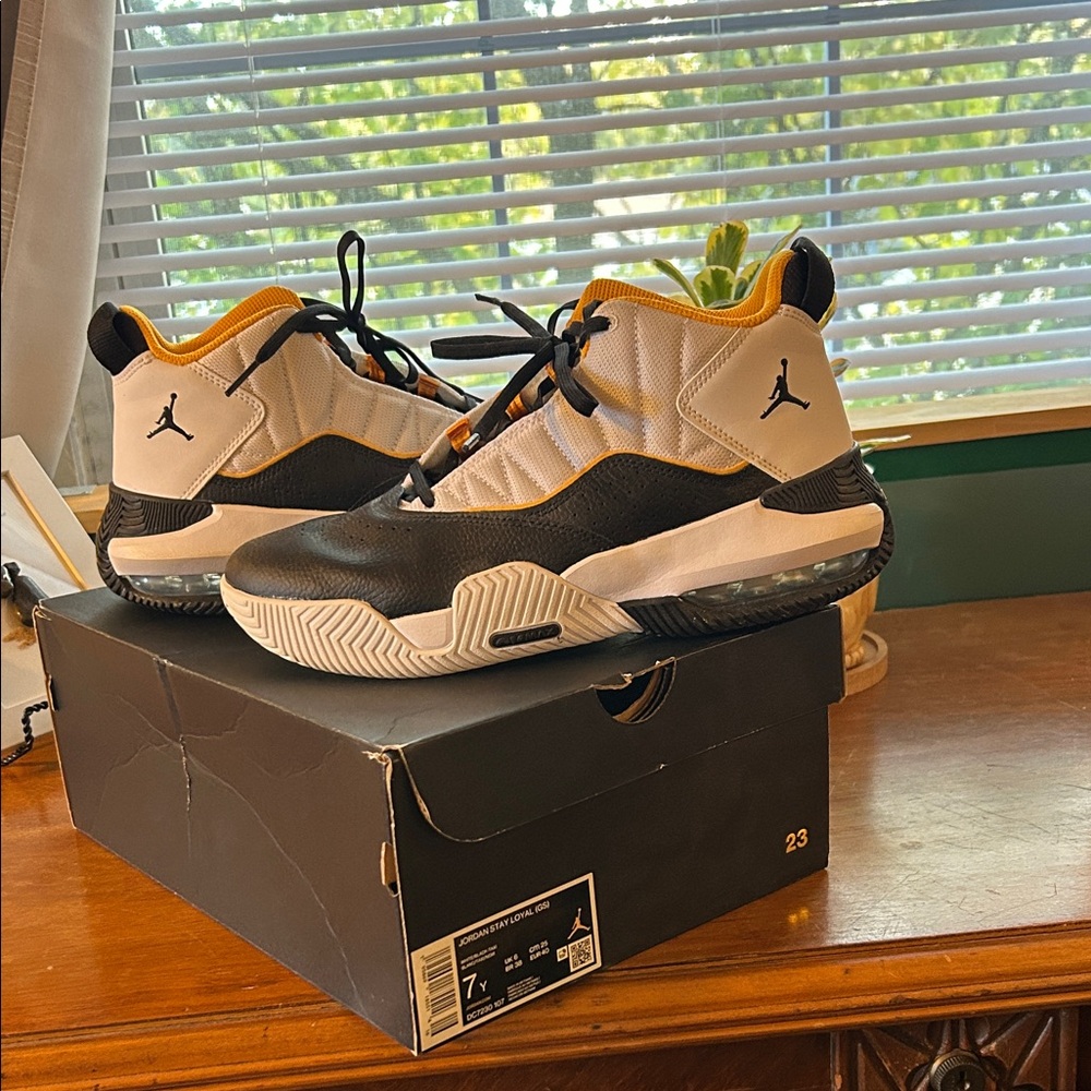 Jordan Youth Black and White Basketball Shoes